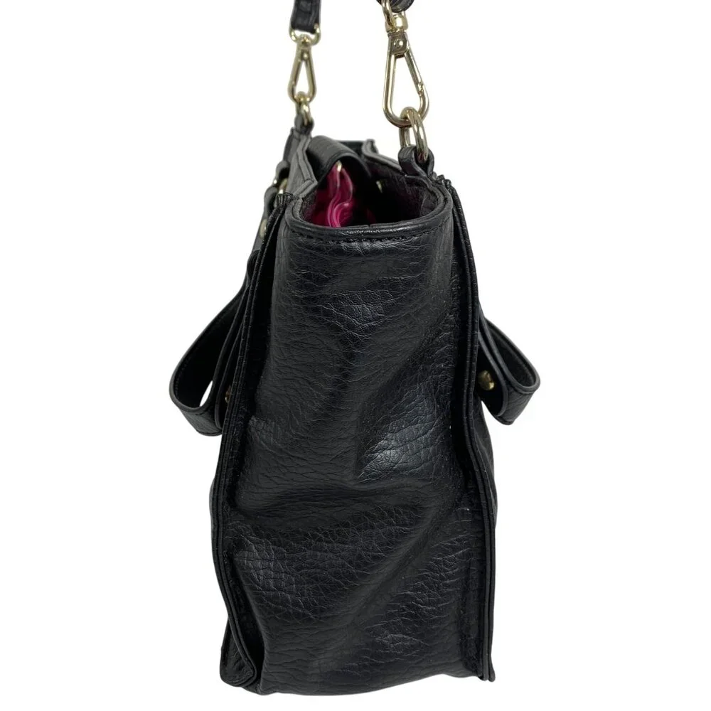 JUICY COUTURE Black Vegan Leather Medium Crossbody Shoulder Bag + Heart Charm